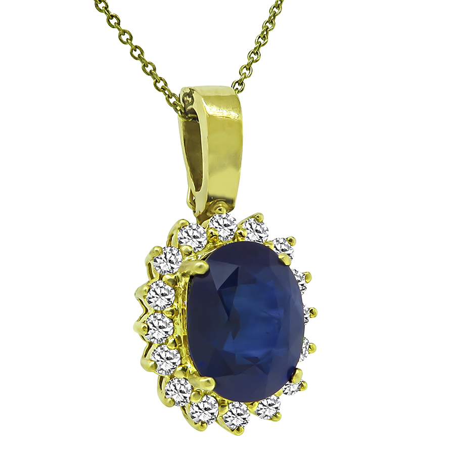 Estate 8.64ct Sapphire 1.25ct Diamond Pendant