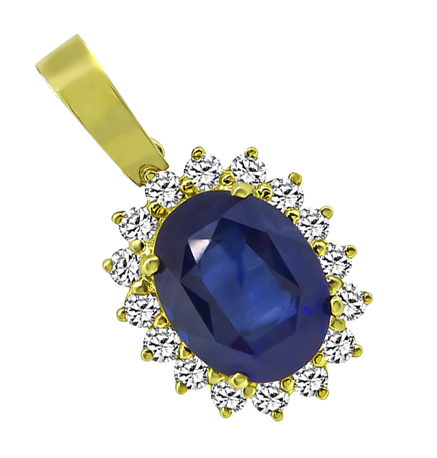 Estate 8.64ct Sapphire 1.25ct Diamond Pendant