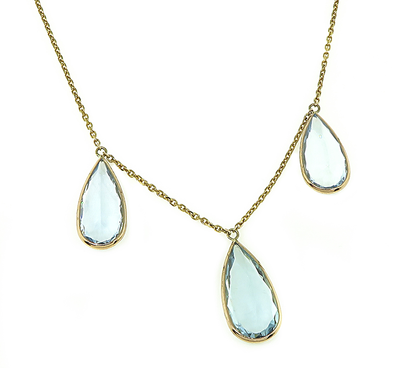 Estate 9.03ct Aquamarine Gold Necklace