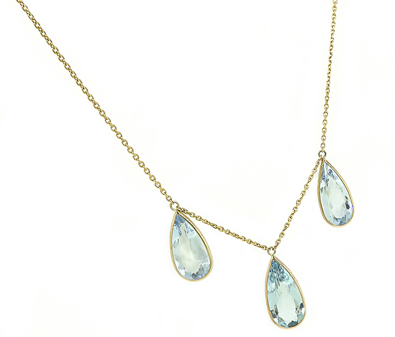 Estate 9.03ct Aquamarine Gold Necklace