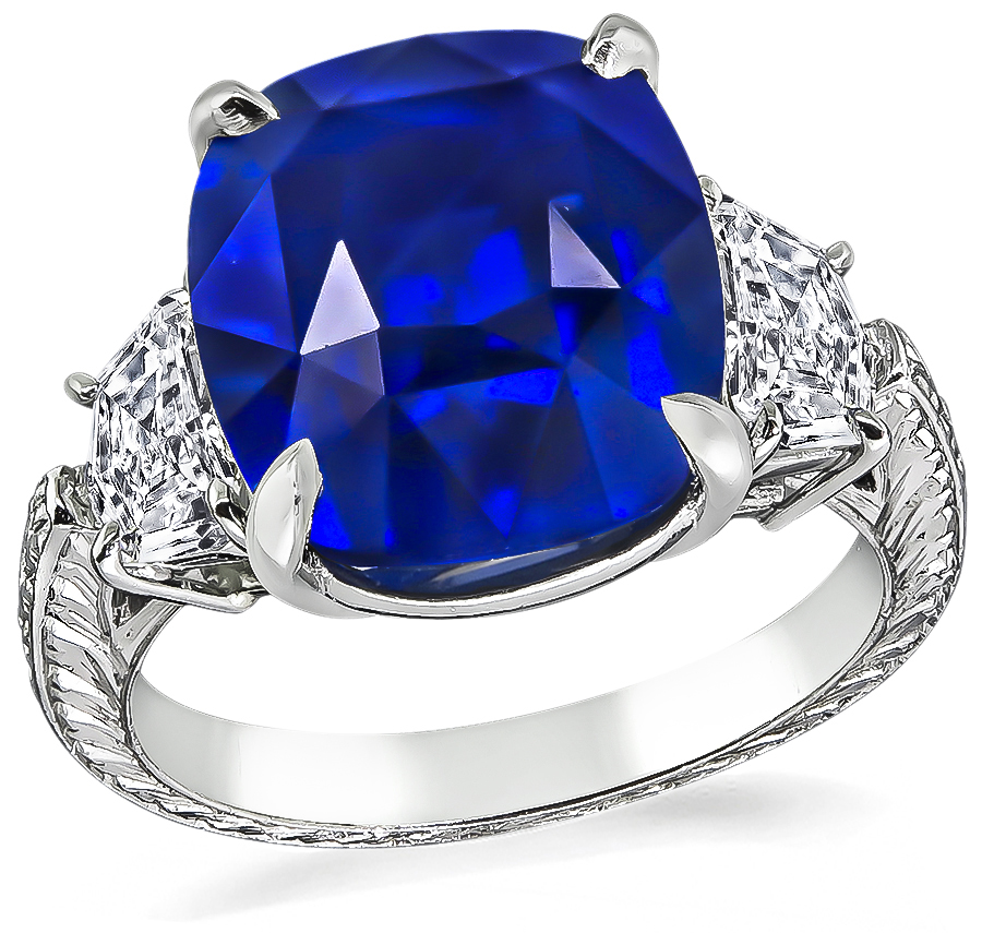 Estate 9.06ct Sapphire 1.00ct Diamond Engagement Ring