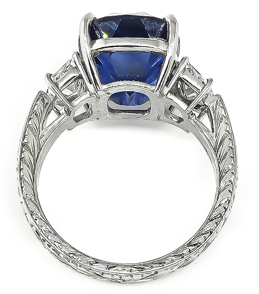 Estate 9.06ct Sapphire 1.00ct Diamond Engagement Ring