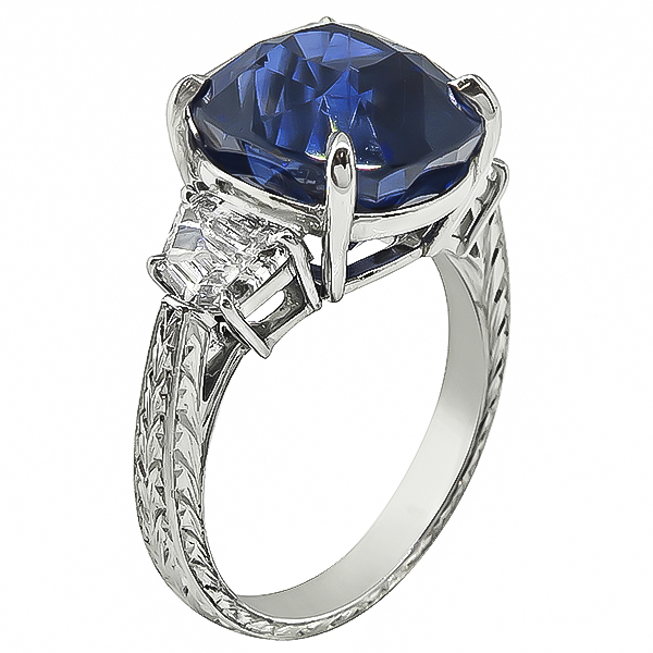 Estate 9.06ct Sapphire 1.00ct Diamond Engagement Ring