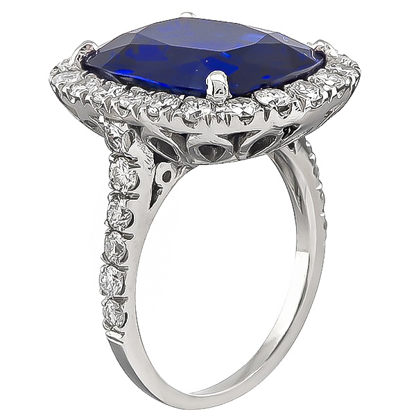 Estate 9.84ct Sapphire 1.75ct Diamond Engagement Ring