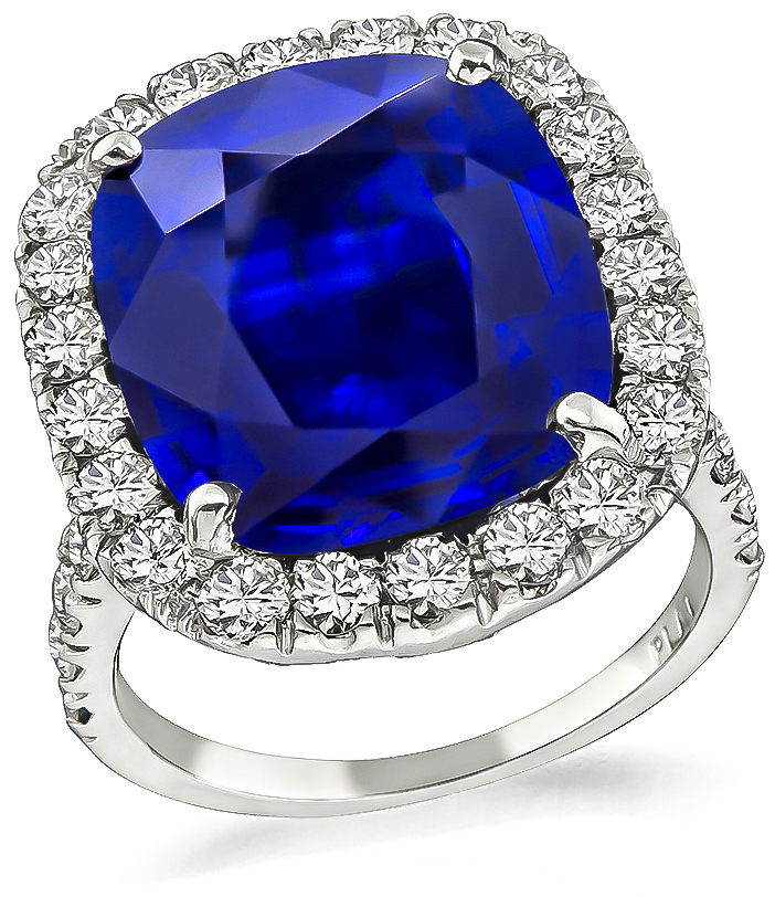 Estate 9.84ct Sapphire 1.75ct Diamond Engagement Ring