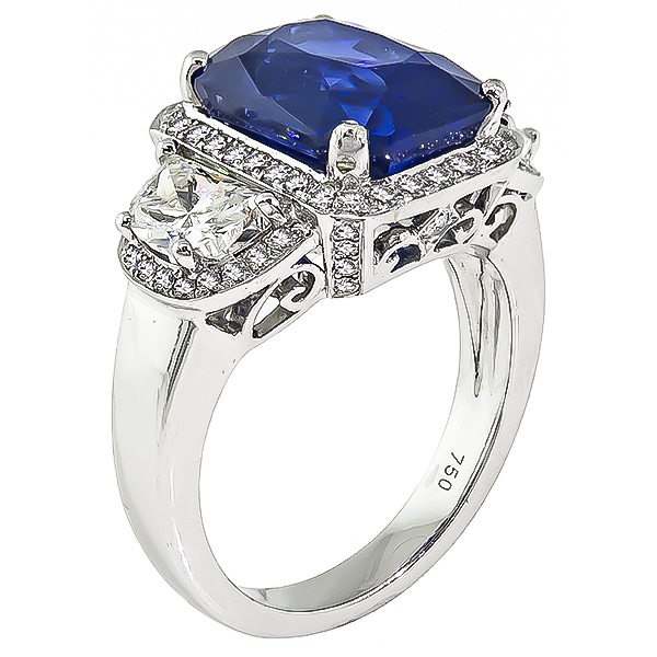 Estate AGL Certified 8.13ct Sapphire 2.30ct Diamond Engagement Ring