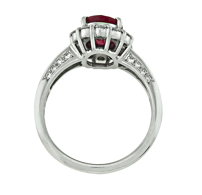 Estate AGL Certified 2.03ct Burmese Ruby 0.67ct Diamond Engagement Ring