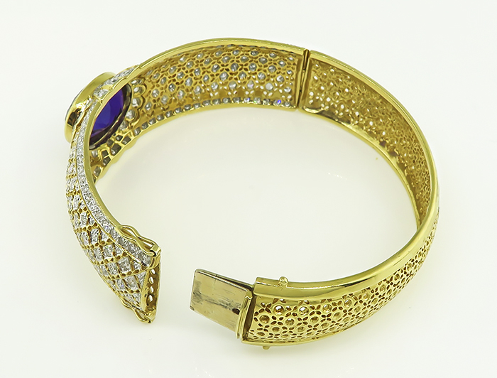 Estate 15.00ct Amethyst 4.50ct Diamond Gold Bangle