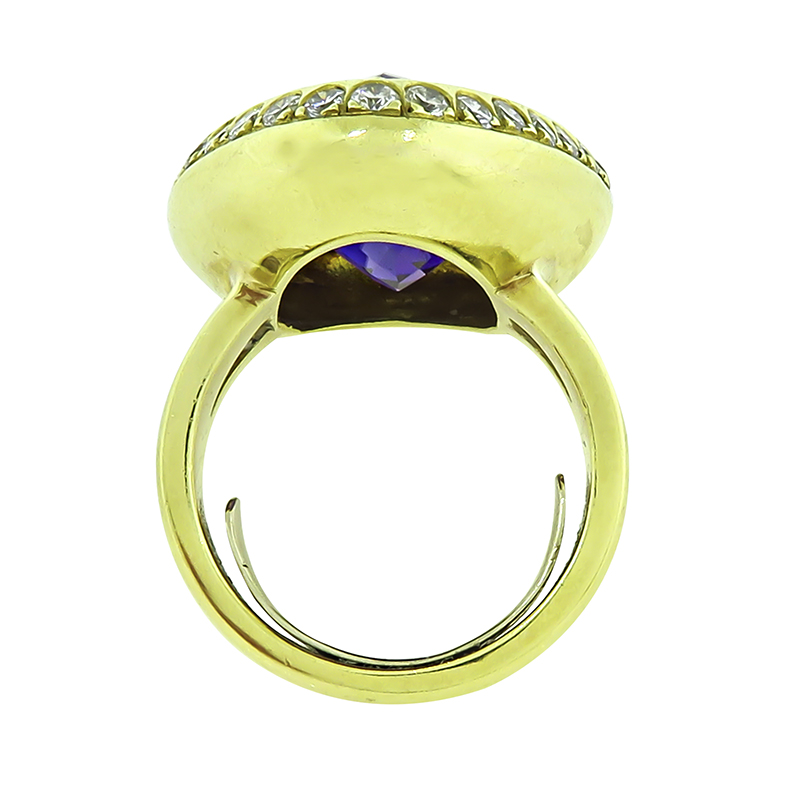 Estate 10.00ct Amethyst 1.10ct Diamond Ring