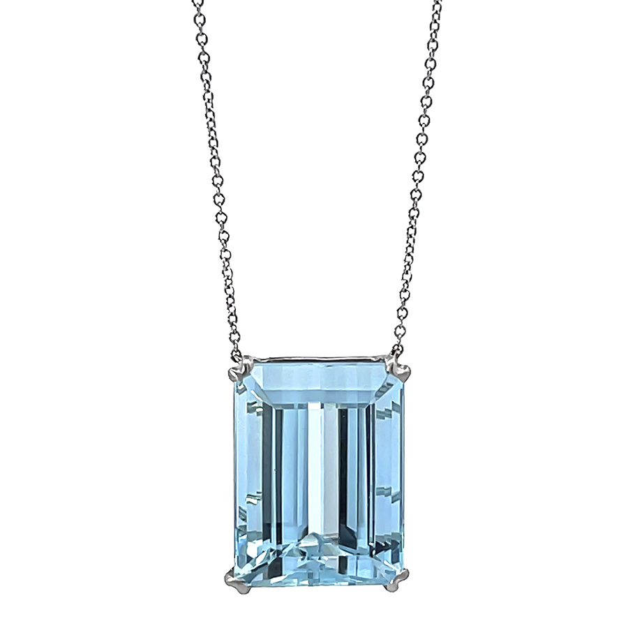 Estate 20.00ct Aquamarine Pendant Necklace