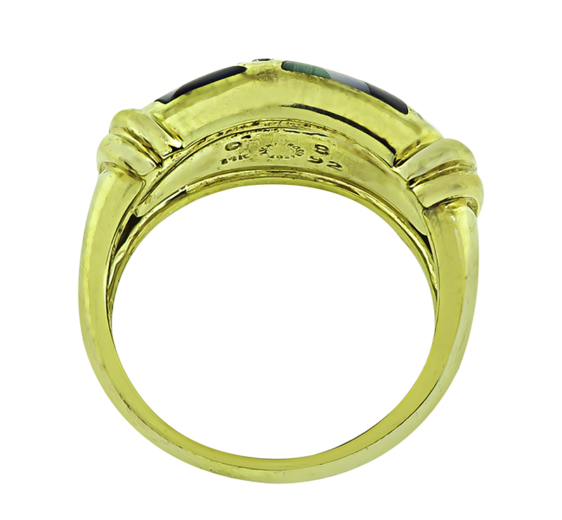 Estate Asch Grossbardt 0.30ct Diamond Multi Gemstone Inlay Gold Ring