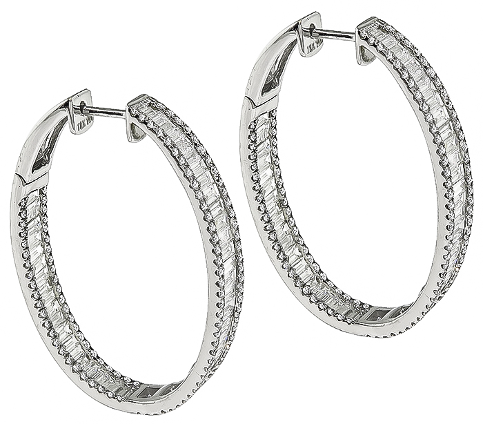 Estate 4.00ct Diamond Inside Out Hoop Earrings