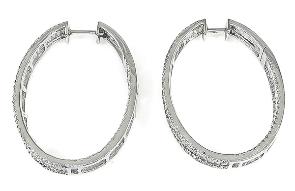 Estate 4.00ct Diamond Inside Out Hoop Earrings
