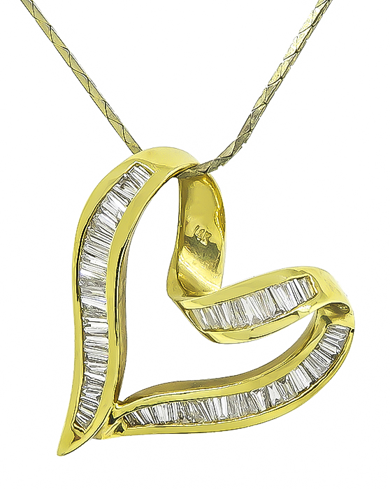 Estate 2.00ct Diamond Gold Heart Pendant