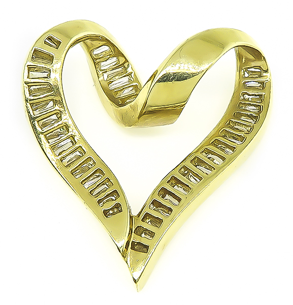 Estate 2.00ct Diamond Gold Heart Pendant