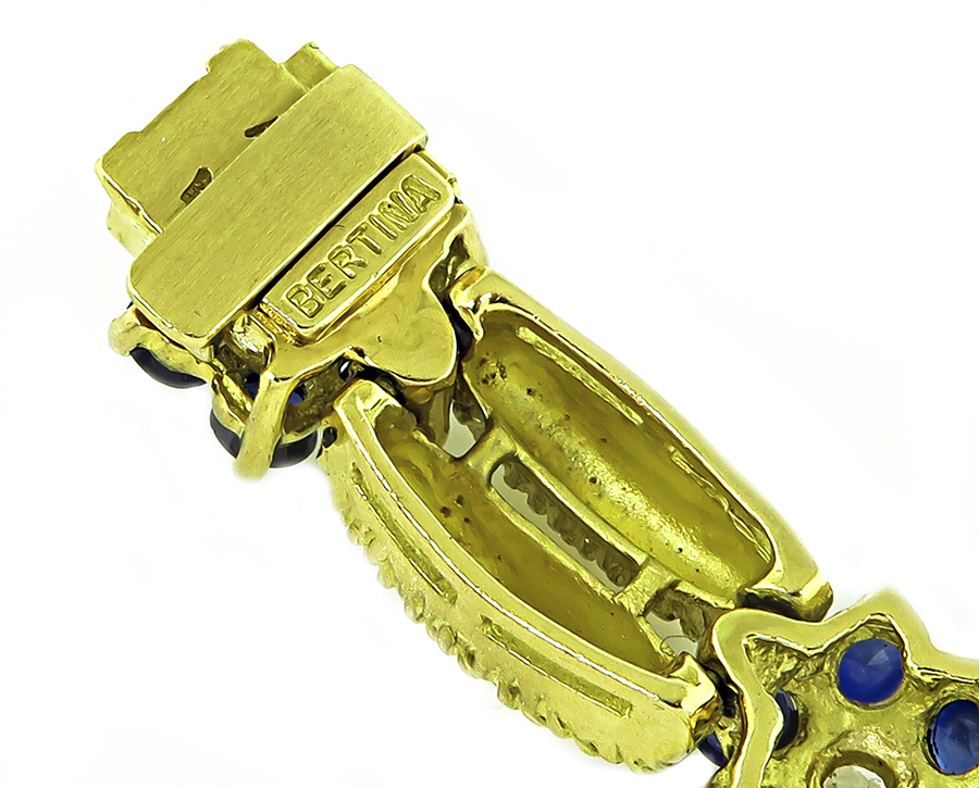 Estate Bertina Diamond Sapphire Ruby Gold Bracelet Set
