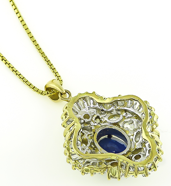 Estate 2.38ct Sapphire 2.11ct Diamond Gold Pendant Necklace