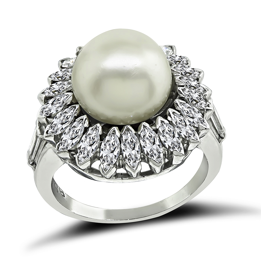 Estate Black Starr and Frost Pearl 1.20ct Diamond Ring