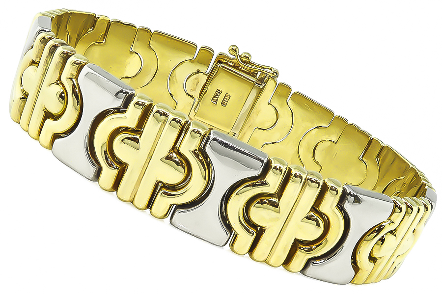 Estate Bvlgari Style Two Tone Gold Bracelet