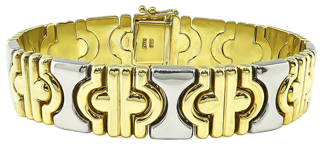 Estate Bvlgari Style Two Tone Gold Bracelet