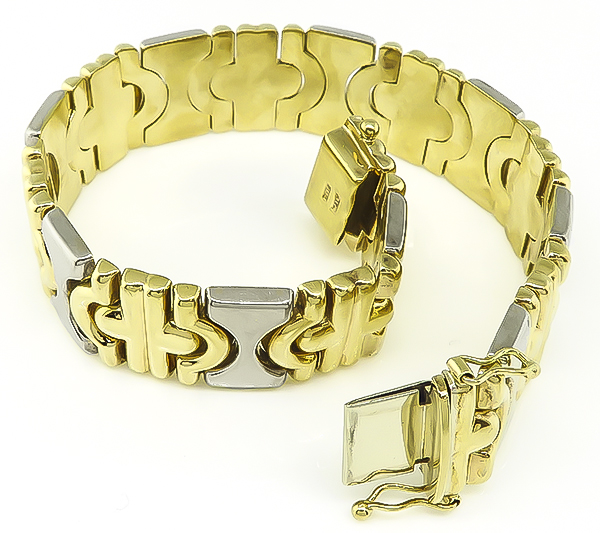 Estate Bvlgari Style Two Tone Gold Bracelet