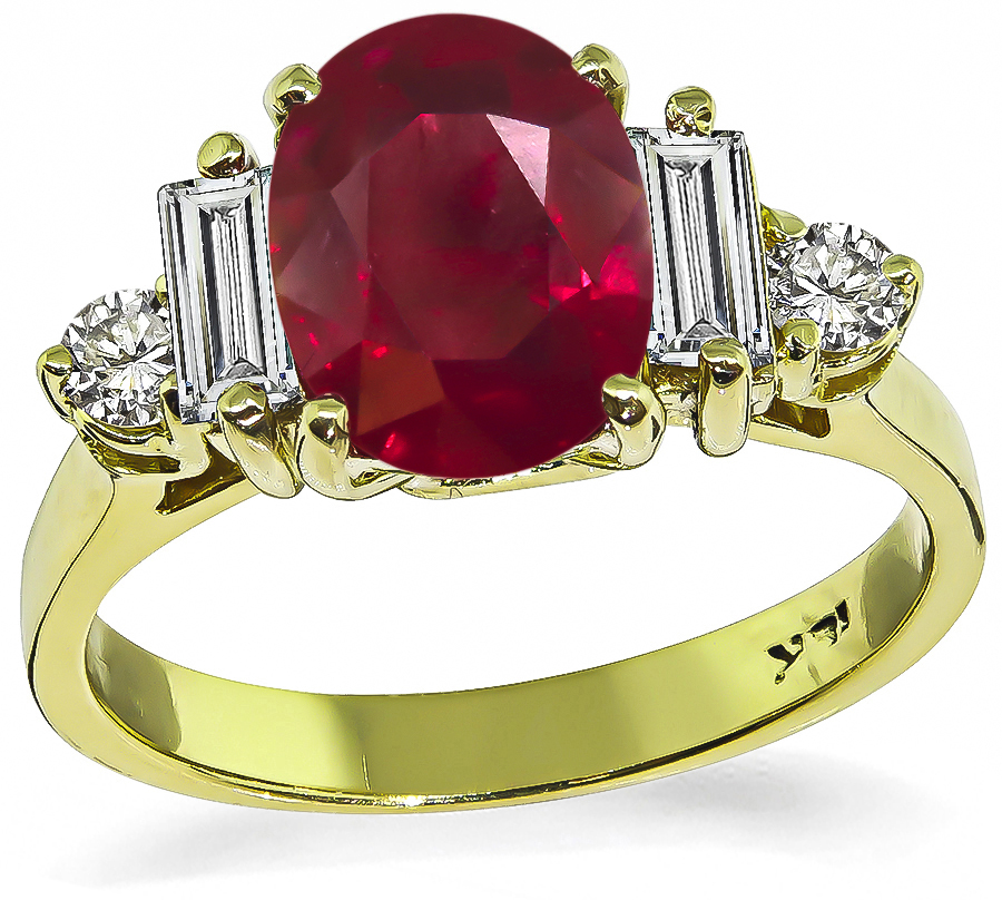 Estate 2.03ct Burma Ruby Diamond Engagement Ring