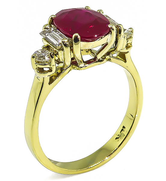 Estate 2.03ct Burma Ruby Diamond Engagement Ring