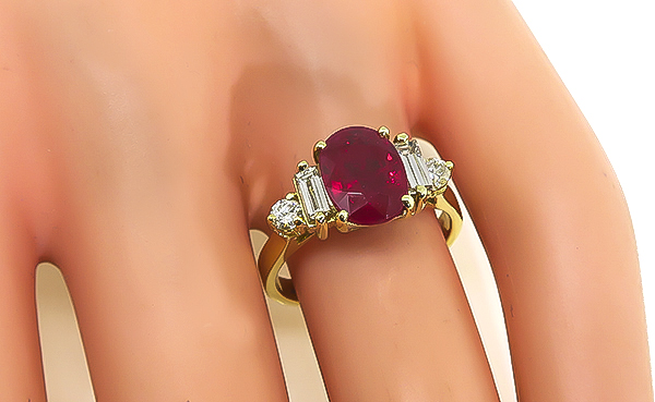 Estate 2.03ct Burma Ruby Diamond Engagement Ring