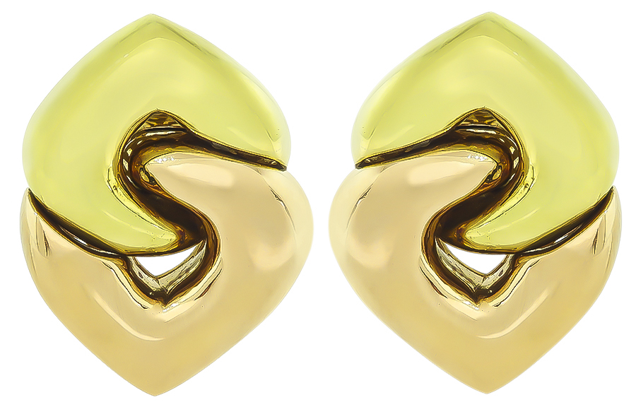18k Two Tone Yellow and Pink Gold Bvlgari Earrings