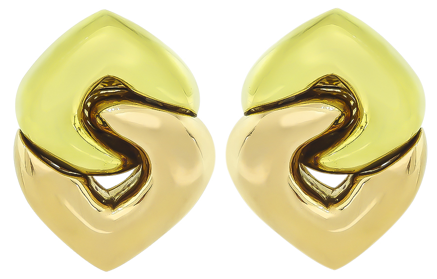 Estate Bvlgari Two Tone Yellow and Pink Gold Earrings