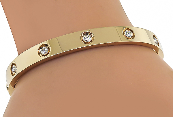 Estate Cartier 10 Diamond Pink Gold Love Bangle