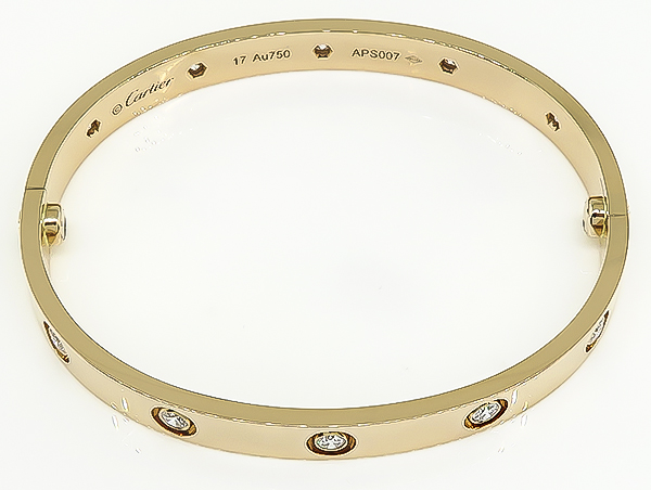 Estate Cartier 10 Diamond Pink Gold Love Bangle