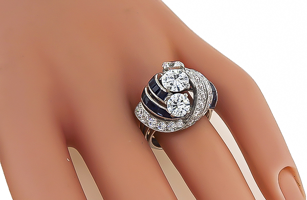 Estate Cartier GIA 2.15ct Diamond Sapphire Ring
