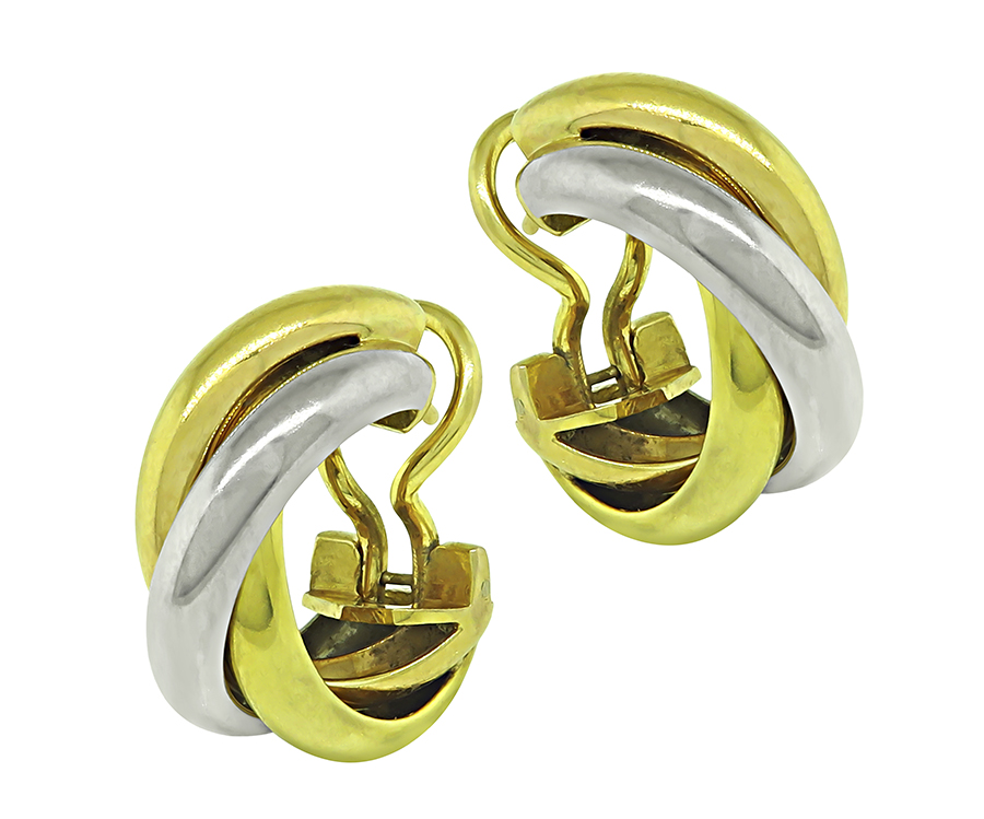 Estate Cartier Two Tone Gold Earrings