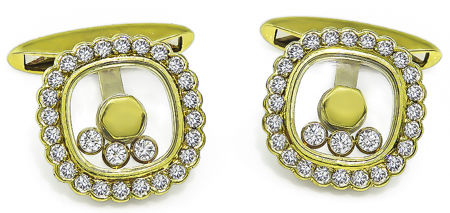 Estate Chopard 1.60ct Diamond Gold Cufflinks