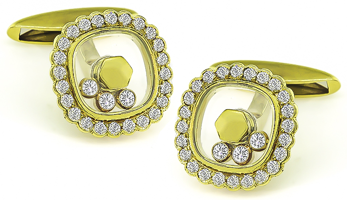 Estate Chopard 1.60ct Diamond Gold Cufflinks