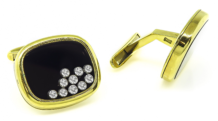 Estate Chopard 1.00ct Diamond Gold Happy Diamonds Cufflinks