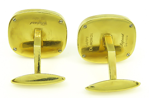 Estate Chopard 1.00ct Diamond Gold Happy Diamonds Cufflinks