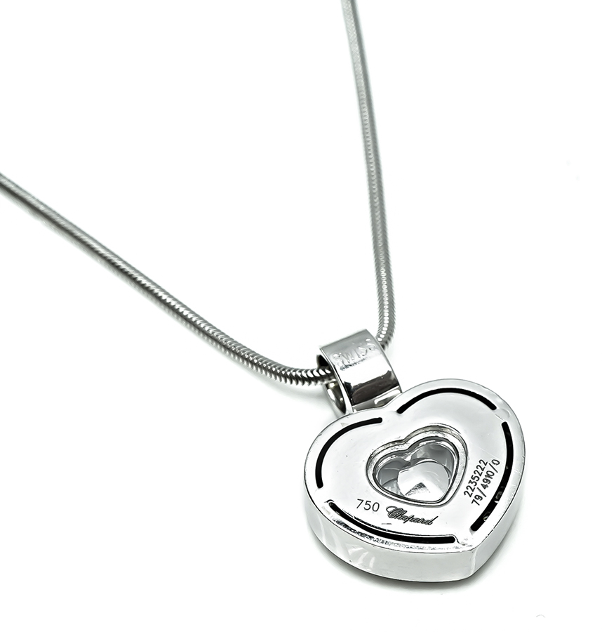 Estate Chopard 0.75ct Diamond Happy Diamonds Heart Pendant Necklace