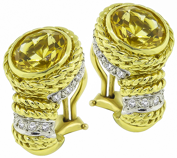 Estate Cassis 20.00ct Citrine 1.25ct Diamond Jewelry Set