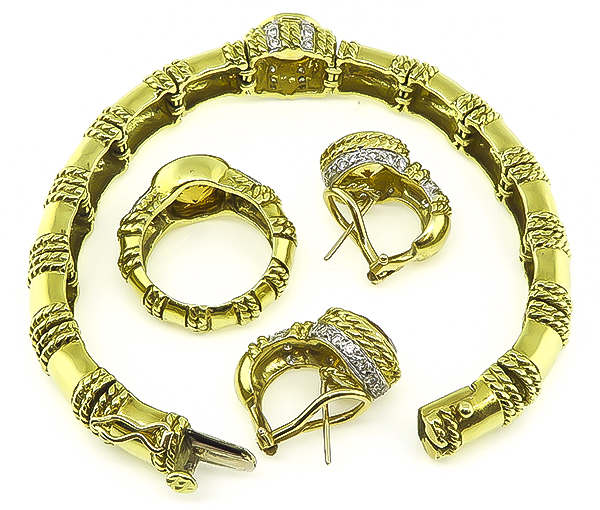 Estate Cassis 20.00ct Citrine 1.25ct Diamond Jewelry Set