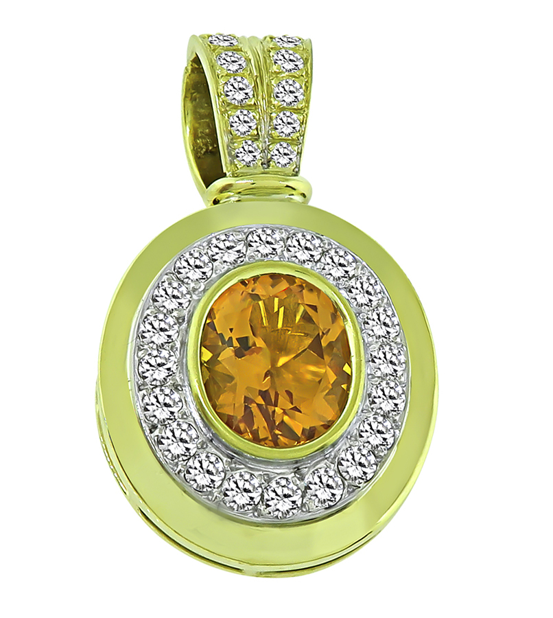 Estate 7.00ct Citrine 1.50ct Diamond Gold Pendant