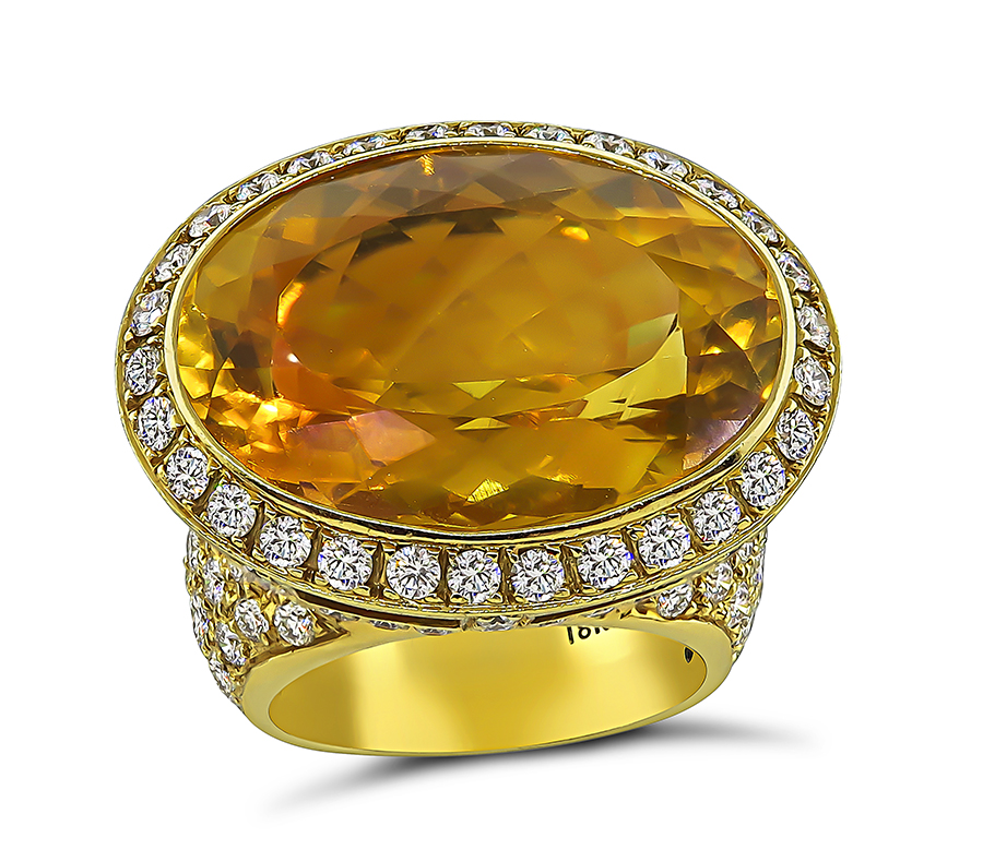 Estate 20.00ct Citrine 3.00ct Diamond Ring