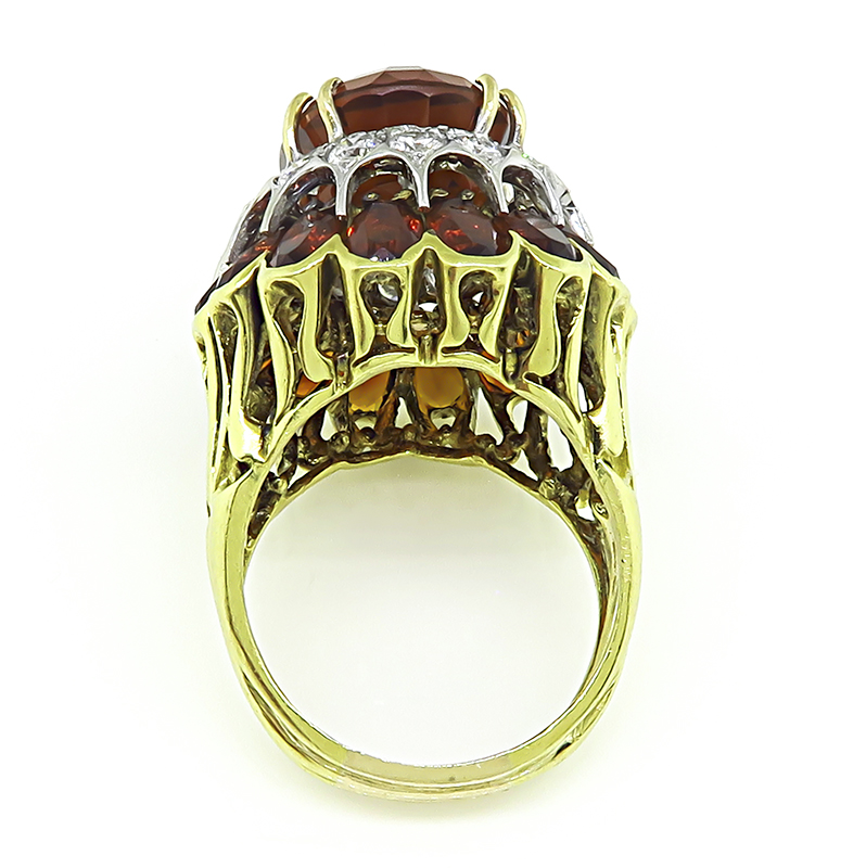 Estate 27.80cttw Citrine 1.90ct Diamond Cocktail Ring