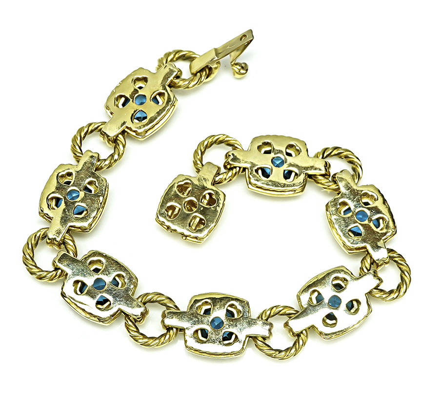 Estate David Yurman 21.00ct Blue Topaz 1.00ct Diamond Gold Bracelet