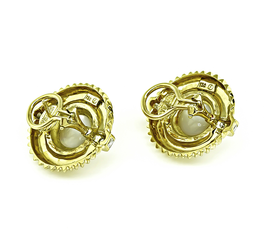 Estate David Yurman Pearl 0.50ct Diamond Pearl Gold Earrings