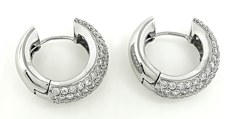 Estate 3.00ct Diamond Huggies Earrings