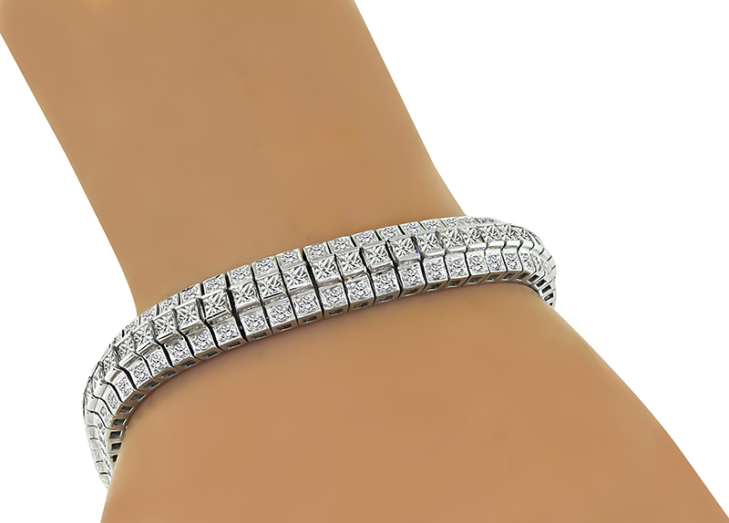 Estate 6.60ct Diamond White Gold Bracelet