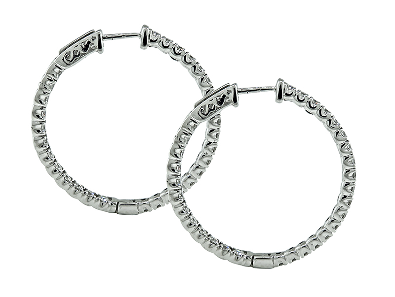 Estate 2.40ct Diamond Hoops Earrings