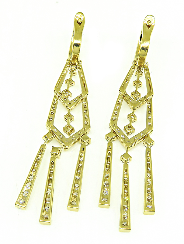 Estate 4.06ct Diamond Chandelier Earrings